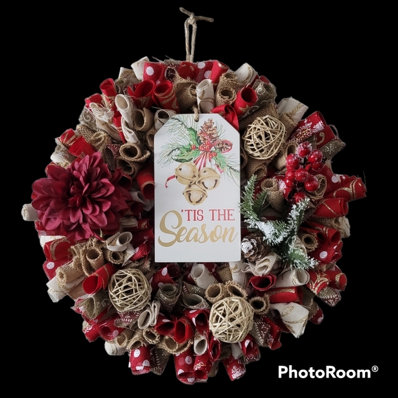 'Tis the Season Holiday Christmas Wreath. - Picture 3 of 4